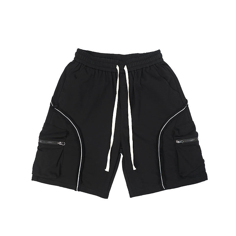 Reflective Contour Terry Fabric Drawstring Shorts