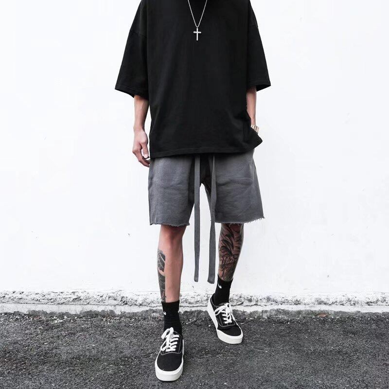 High Street Men's Terry Streamer Shorts with Raw Edges