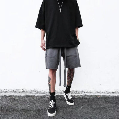 High Street Men's Terry Streamer Shorts with Raw Edges