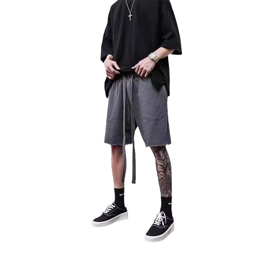 High Street Men's Terry Streamer Shorts with Raw Edges