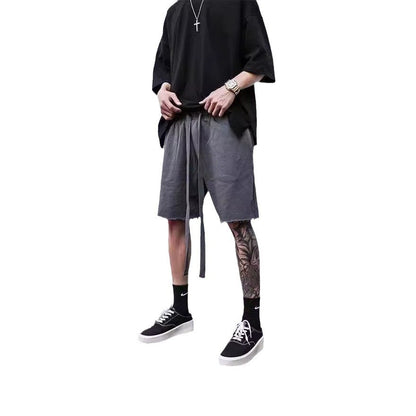 High Street Men's Terry Streamer Shorts with Raw Edges