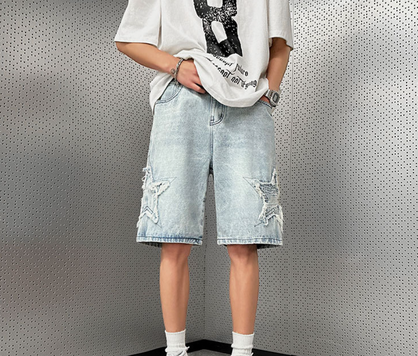 Star Embroidered Jorts