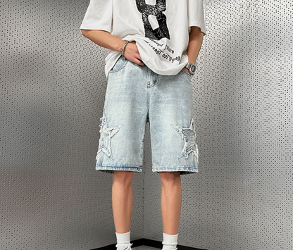 Star Embroidered Jorts