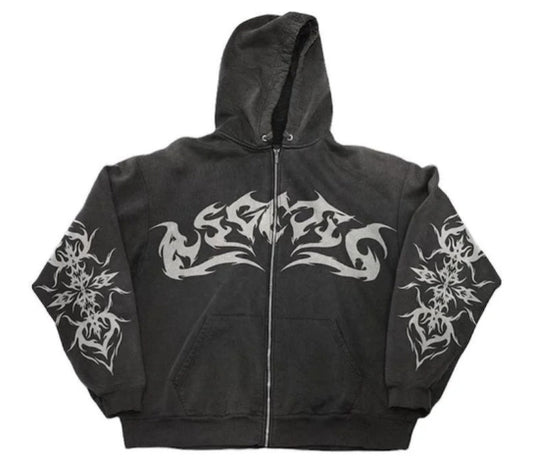 Y2K Gothic Leisure Zip Hoodie
