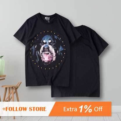 Dog Graphic T-Shirt with Diamonds
