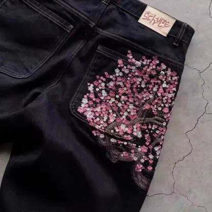 Women's Embroidered High Waist Jeans