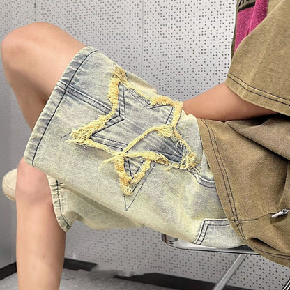 Star Embroidered Jorts