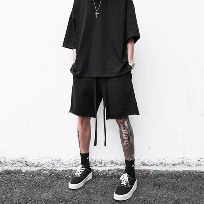 High Street Men's Terry Streamer Shorts with Raw Edges