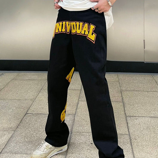 Embroidered Street Fashion Jeans for Men and Women