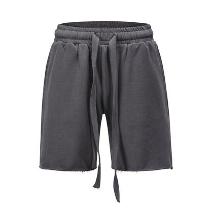 High Street Men's Terry Streamer Shorts with Raw Edges