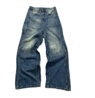 REDDACHiC Retro Blue Wide Leg Baggy Jeans (One Piece)