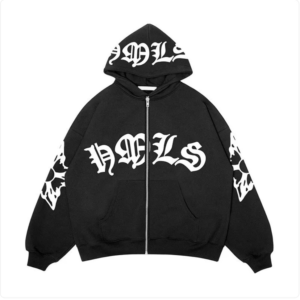 Gothic Letter Print Hoodie
