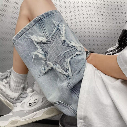 Star Embroidered Jorts