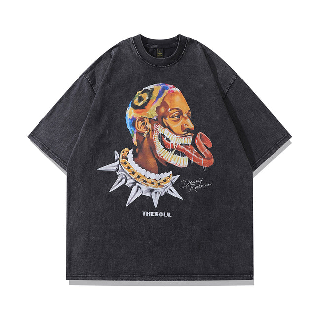 Vintage Oversized Dennis Rodman Basketball Graphic Tee