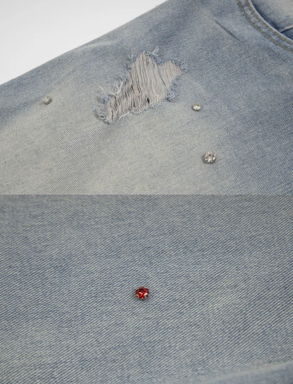 Ripped Denim Shorts