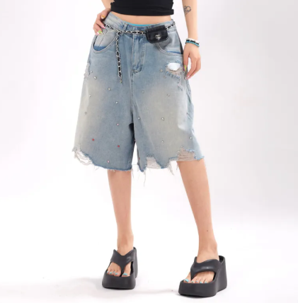 Ripped Denim Shorts