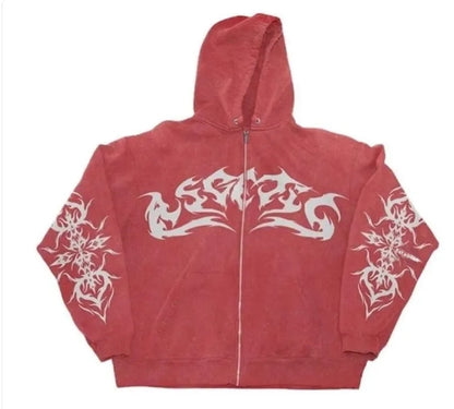 Y2K Gothic Leisure Zip Hoodie