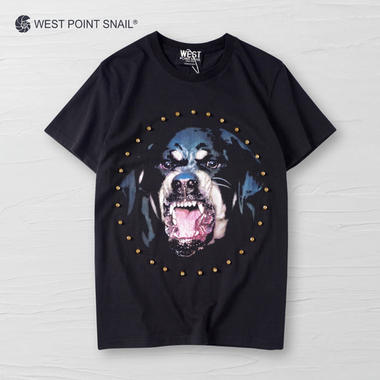 Dog Graphic T-Shirt with Diamonds