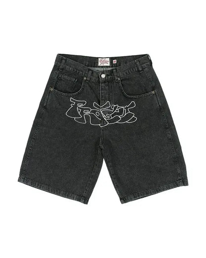 Y2K Hip Hop Denim Shorts for Men and Women