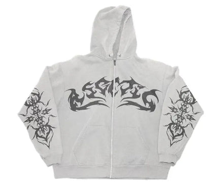 Y2K Gothic Leisure Zip Hoodie