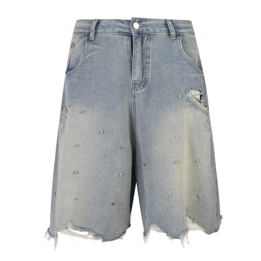 Ripped Denim Shorts