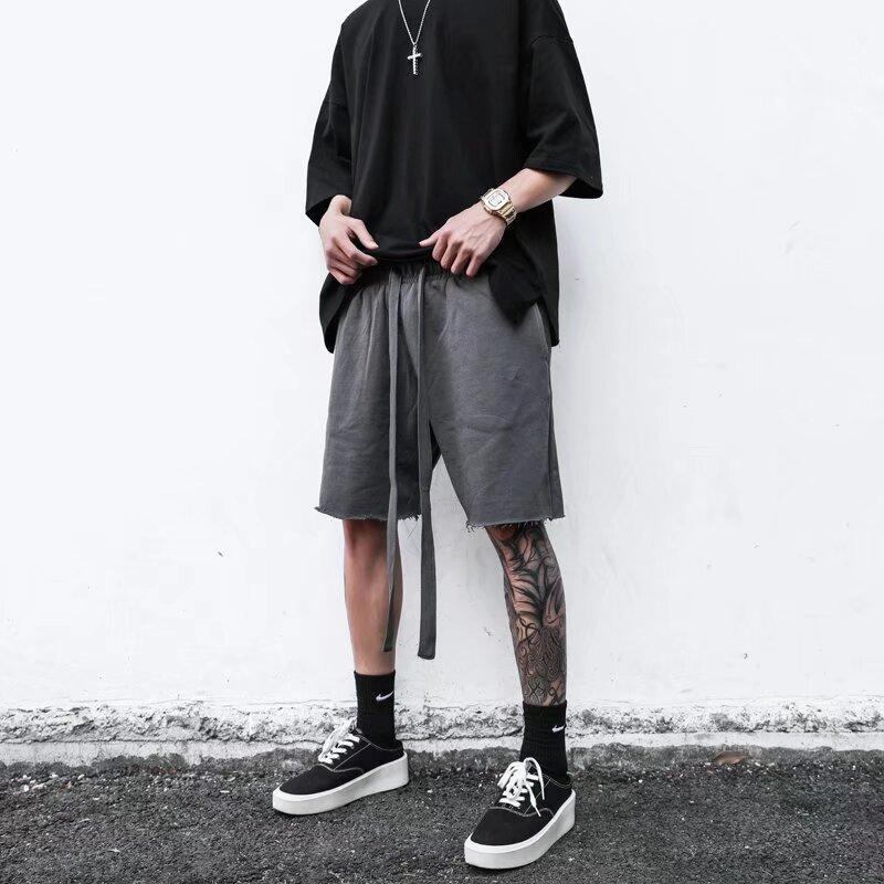 High Street Men's Terry Streamer Shorts with Raw Edges