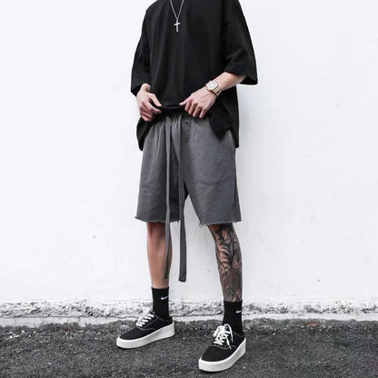 High Street Men's Terry Streamer Shorts with Raw Edges