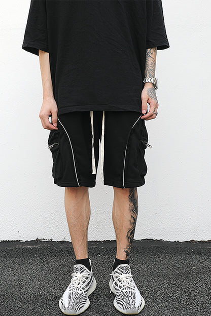 Reflective Contour Terry Fabric Drawstring Shorts