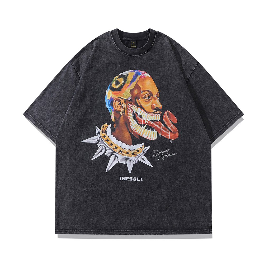 Vintage Oversized Dennis Rodman Basketball Graphic Tee