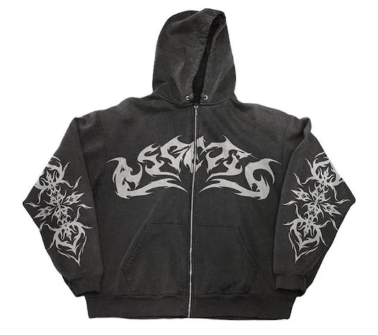 Y2K Gothic Leisure Zip Hoodie