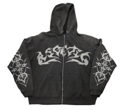 Y2K Gothic Leisure Zip Hoodie