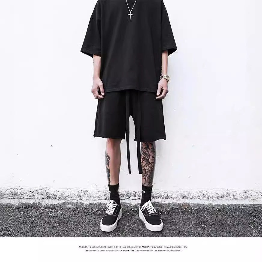 High Street Men's Terry Streamer Shorts with Raw Edges