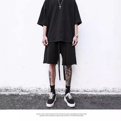 High Street Men's Terry Streamer Shorts with Raw Edges