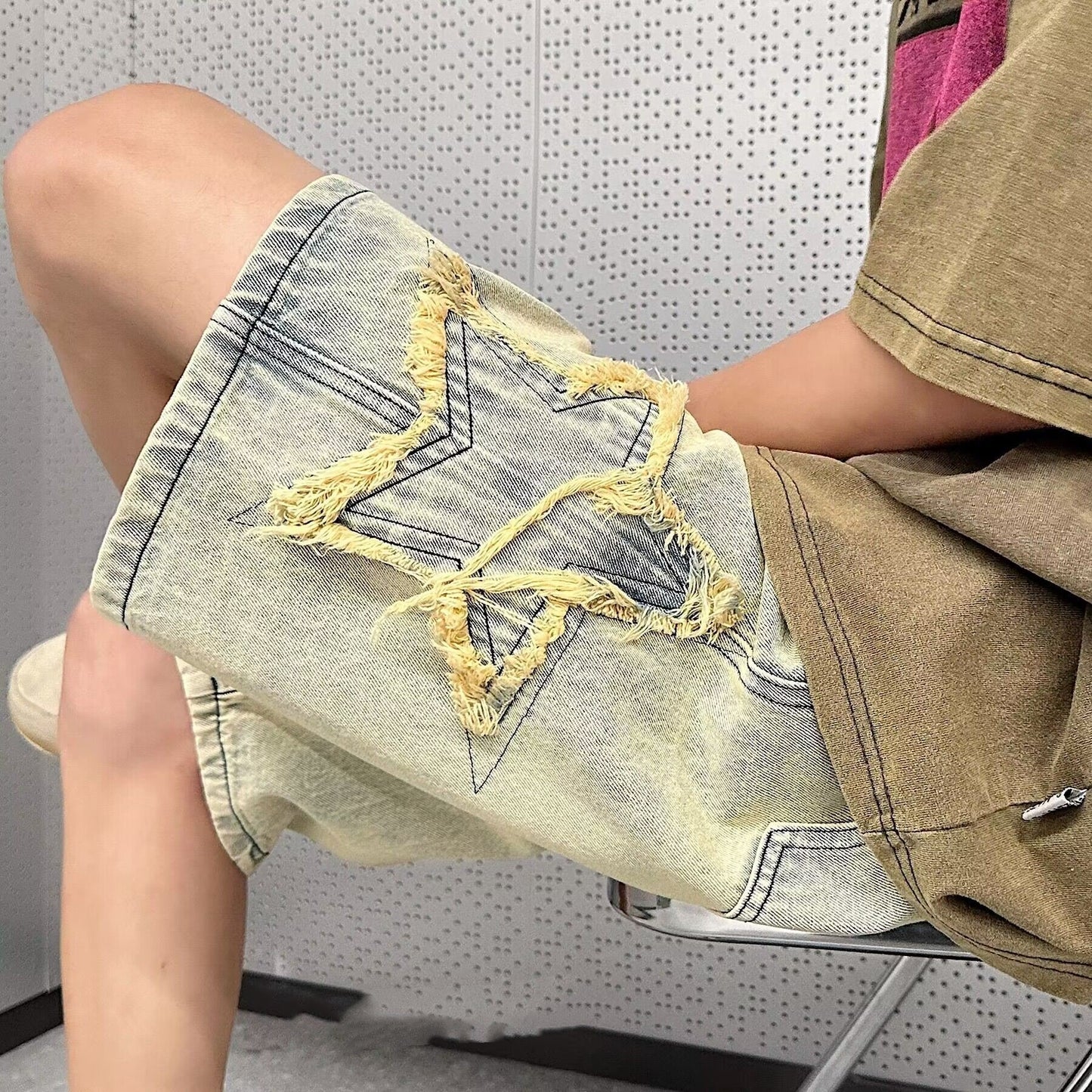 Star Embroidered Jorts